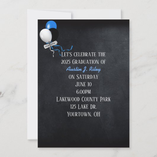 2025 Black Graduation Caps in de lucht Kaart (Achterkant)