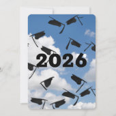 2025 Black Graduation Caps in de lucht Kaart (Voorkant)