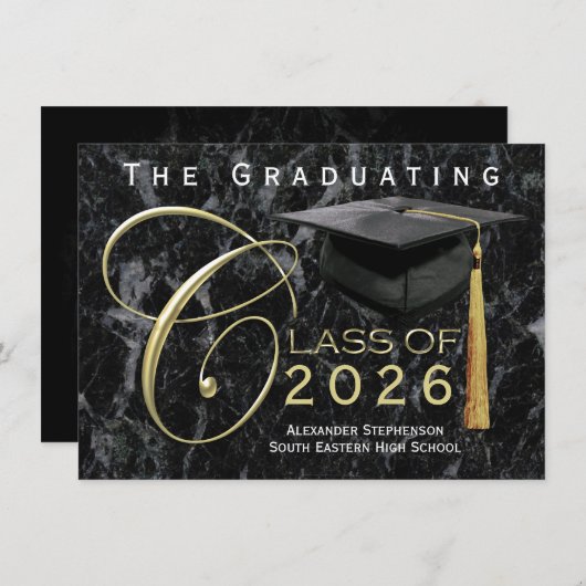 2025 Black Marble Afstuderen aangekondigd Kaart (Voorkant / Achterkant)