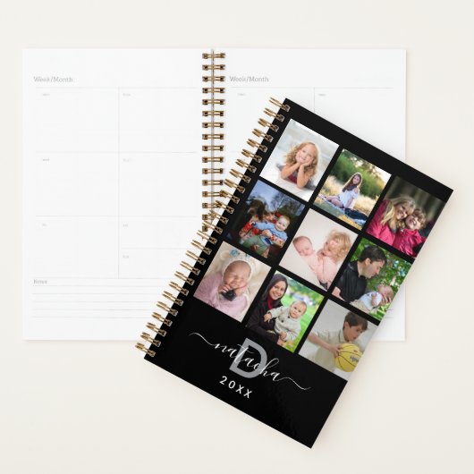 2025 Black Modern Creëer Uw eigen aangepaste famil Planner (Display)