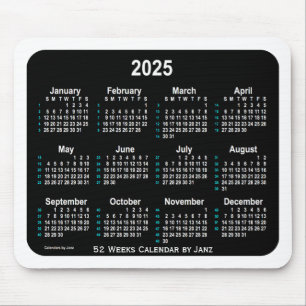 2025 Black Neon 52 Weeks Agenda van Janz Muismat