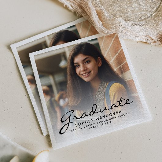 2025 Black Script Foto Afstudeerfeest Servet