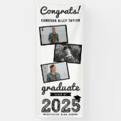 2025 Black Sketch 3 Photo Collage Afstudeerfeest Spandoek (Verticaal)