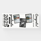 2025 Black Sketch 3 Photo Collage Afstudeerfeest Spandoek (Horizontaal)