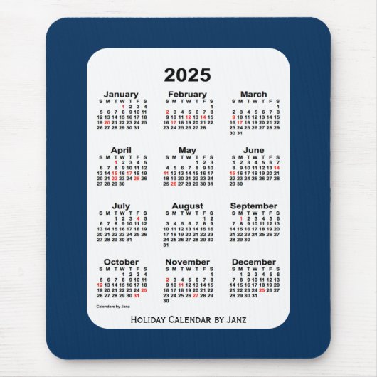 2025 Blauwe agenda van de Holiday Politie van Janz Muismat (Voorkant)