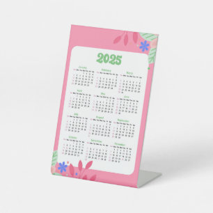 2025 Bloemendekkalender voor op bureau Reclamebord Met Voetstuk