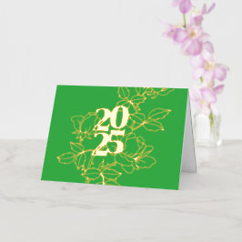 2025 Bloemontwerp Groene Gevouwen Foliekaart Folie Feestdagenkaart