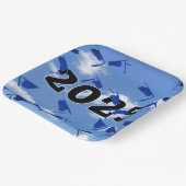 2025 Blue Graduation Caps in de lucht Papieren Bordje (Gebogen)