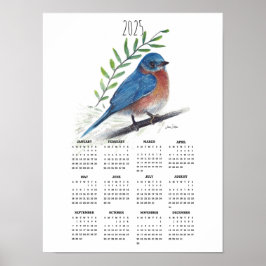 2025 Bluebird op Branch Poster Kalender