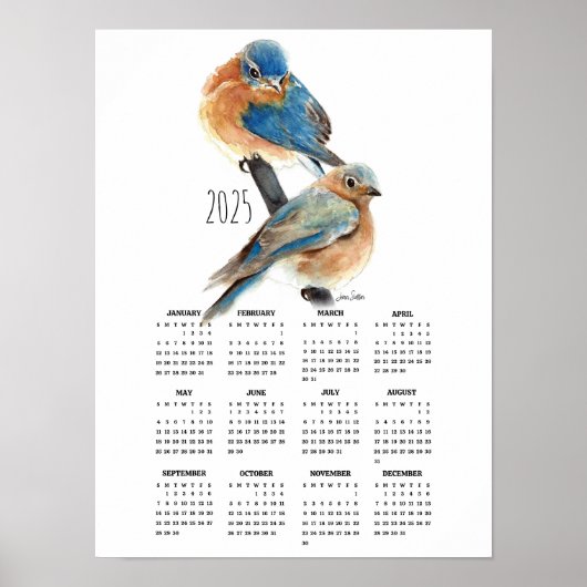 2025 Bluebird Paar Poster Kalender (Voorkant)
