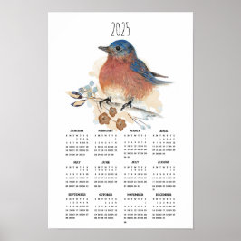2025 Bluebird Waterverf Voljaar Poster Kalender