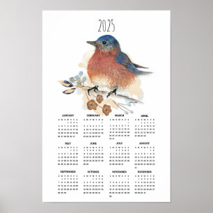 2025 Bluebird Waterverf Voljaar Poster Kalender