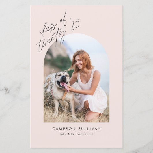 2025 Blush Arch Foto Afstuderen Aankondiging (Voorkant)