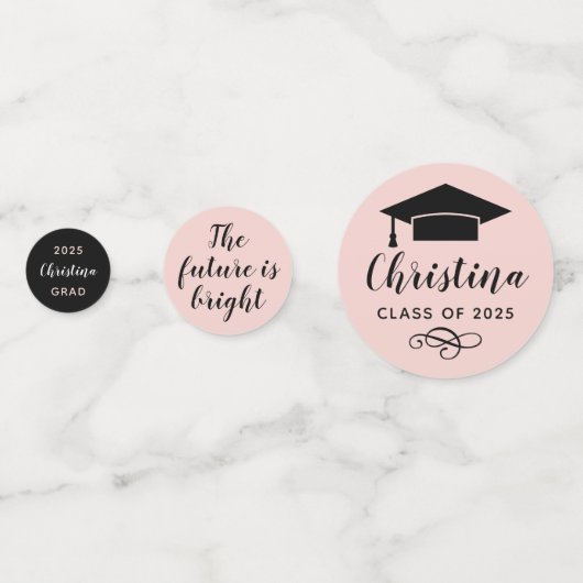 2025 Blush Pink Custom Photo Graduation Party Confetti (Achterkanten)