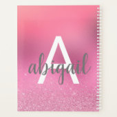 2025 Blush Pink Glitter Stijlvolle Monogram Naam Planner (Achterkant)