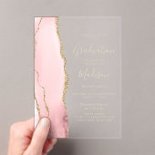 2025 Blush Pink Gold Agate Gold Text Afstuderen Acryl Uitnodigingen (Insitu (Draagbaar))