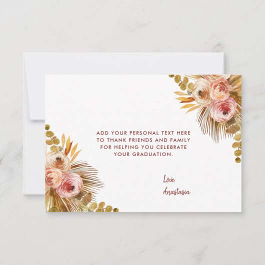 2025 Boho Floral Custom Photo Afstuderen Bedankt (Achterkant)