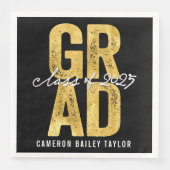 2025 Bold AFSTUDEERDER Gold Foil Modern Graduation Servet (Voorkant)