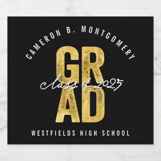 2025 Bold AFSTUDEERDER Gold Folie Stijlvolle Gradu Bier Etiket (Enkel label)