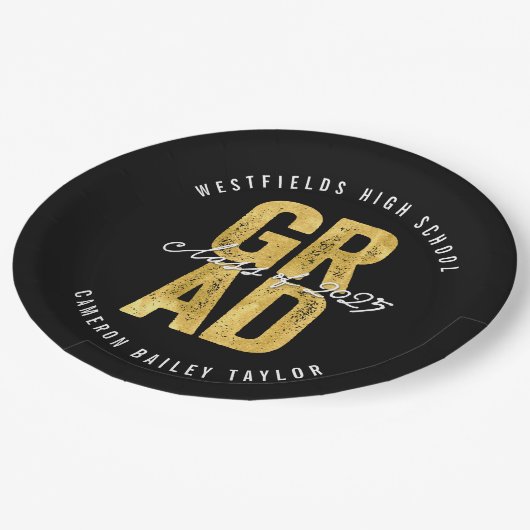 2025 Bold AFSTUDEERDER Gold Folie Stijlvolle Gradu Papieren Bordje (Gekanteld)