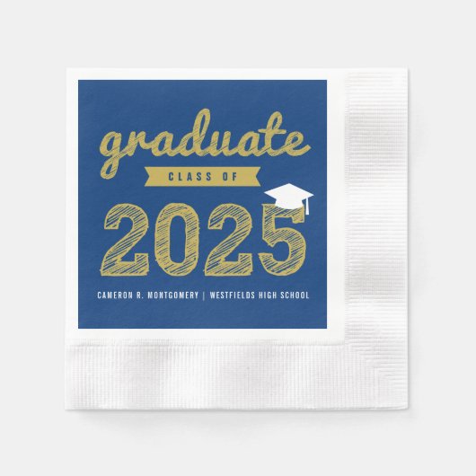 2025 Bold Gold Sketch Text Modern Graduation Party Servetten (Voorkant)