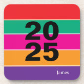 2025 Bold Kleurrijke lijnen Bier Onderzetter (Voorkant)