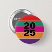 2025 Bold Kleurrijke lijnen Ronde Button 5,7 Cm (Voorkant /achterkant)