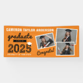 2025 Bold Sketch 3 Photo Collage Afstudeerfeest Spandoek (Horizontaal)