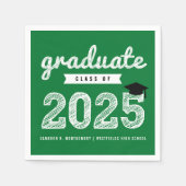 2025 Bold Sketch Green Modern Graduation Party Servet (Voorkant)