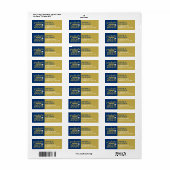 2025 Bold Sketch Modern Navy Afstuderen Adres Etiket (Full Sheet)