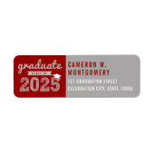 2025 Bold Sketch Modern Rood Afstuderen Adres Etiket (Voorkant)