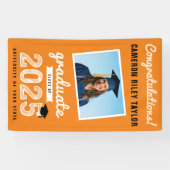 2025 Bold Sketch op Oranje foto Afstudeerfeest Spandoek (Horizontaal)