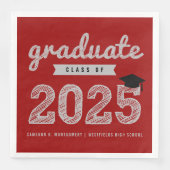 2025 Bold Sketch Tekst Rood Modern Graduation Part Servet (Voorkant)