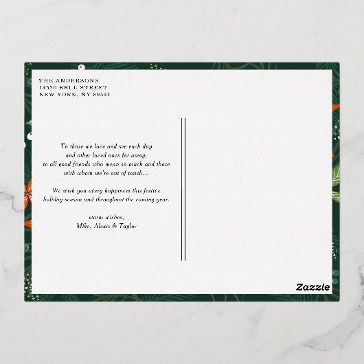 2025 Bold Typography Horizontale foto Nieuwjaar Folie Feestdagen Briefkaart (Achterkant)