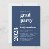 2025 Bold Typography Navy Blue Graduation Party Kaart (Voorkant)