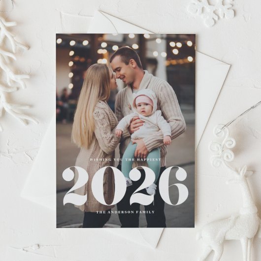 2025 Bold Typography Verticale foto Nieuwjaar Feestdagenkaart