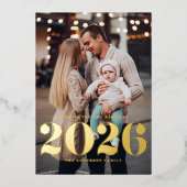 2025 Bold Typography Verticale foto Nieuwjaar Folie Feestdagenkaart (Voorkant)