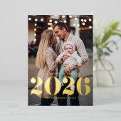 2025 Bold Typography Verticale foto Nieuwjaar Folie Feestdagenkaart (Staand Voorkant)