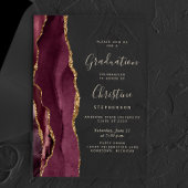 2025 Bourgogne Gold Agate Gold Text Afstuderen Acryl Uitnodigingen