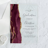 2025 Bourgogne Gouden Agaat Grijs Tekst Afstuderen Acryl Uitnodigingen