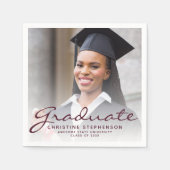 2025 Bourgogne Script Foto Afstudeerfeest Servet (Voorkant)