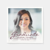 2025 Bourgogne Script Foto Afstudeerfeest Servet (Voorkant)