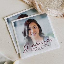 2025 Bourgogne Script Foto Afstudeerfeest Servet