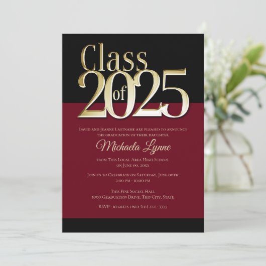 2025 Bourgondië en gouden Afstudeerder Kaart (Staand voorkant)