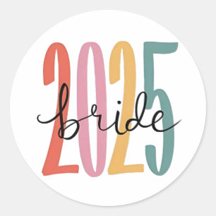 2025 bruid Huwelijksaankondiging Huwelijk Ronde Sticker