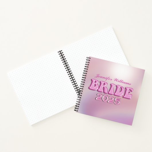 2025 Bruid Retro Roze script gepersonaliseerd Notitieboek (Binnen)