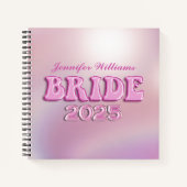 2025 Bruid Retro Roze script gepersonaliseerd Notitieboek (Voorkant)