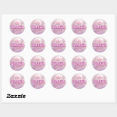 2025 bruid roze kroon retro leuk script metaalacht ronde sticker (Vel)