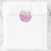 2025 bruid roze kroon retro leuk script metaalacht ronde sticker (Tas)