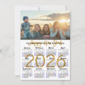 2025 Calendar Gold Glitter Script Minimalistische  Feestdagenkaart (Voorkant)